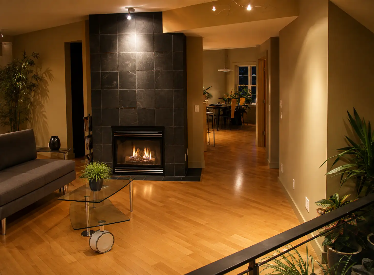 Garrison Square — Living room fireplace