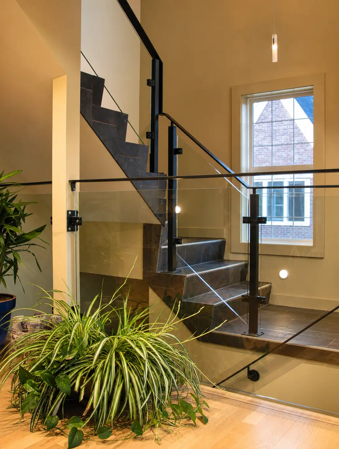 Garrison Square — Staircase glass rail